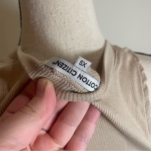 Cotton Citizen Light Tan Ribbed High Crew Neck Tank top - Picture 6 of 8